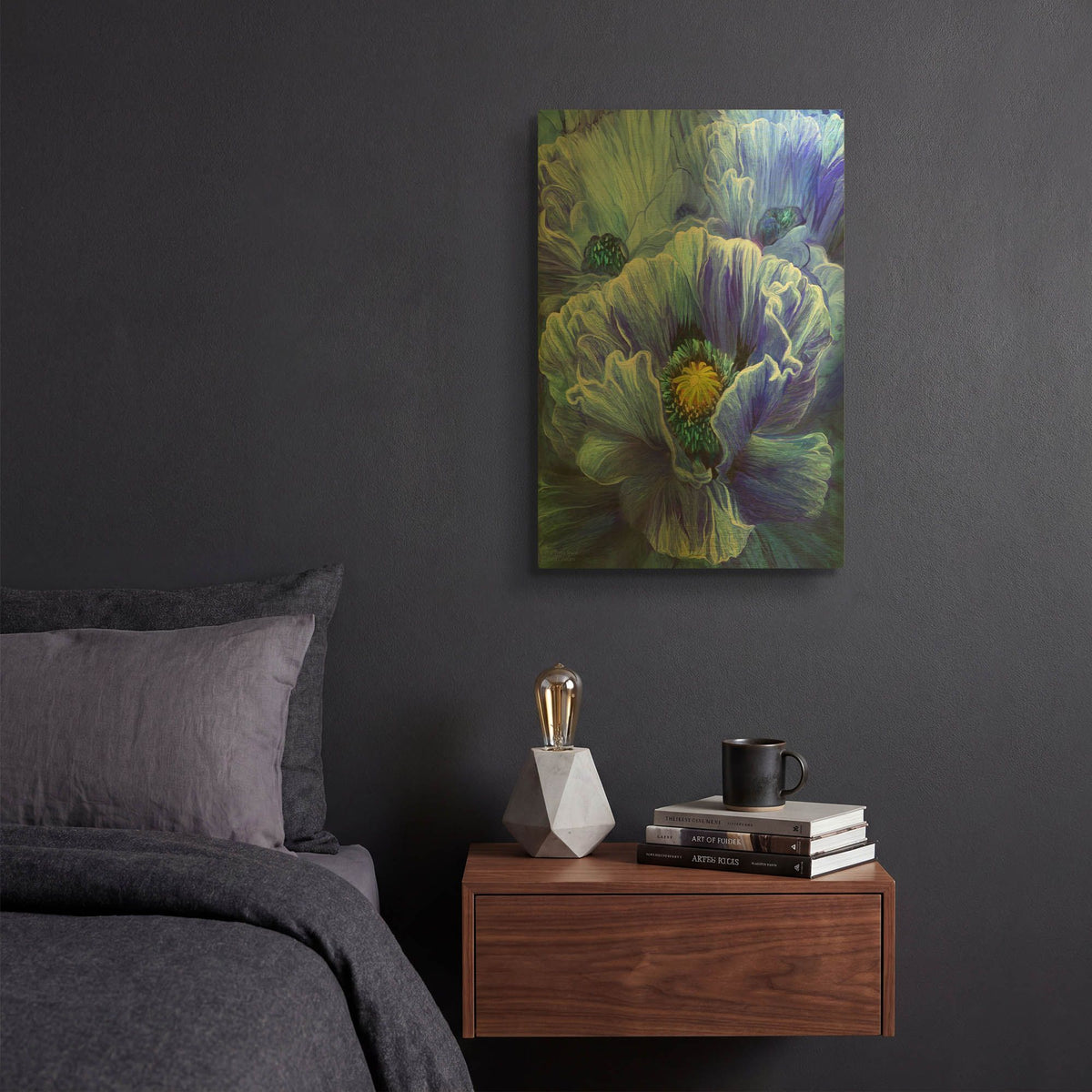 'Blue Poppy Splash' By Carol Cavalaris Gold Metal Wall Art