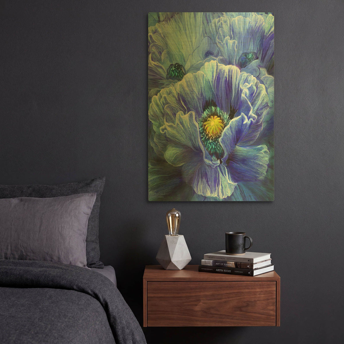 'Blue Poppy Splash' By Carol Cavalaris Gold Metal Wall Art