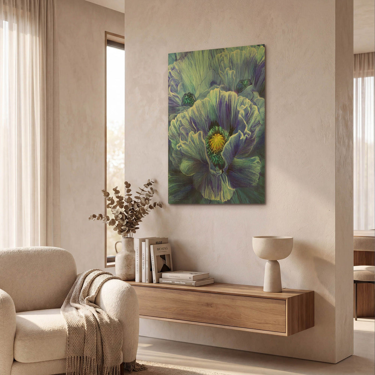 'Blue Poppy Splash' By Carol Cavalaris Gold Metal Wall Art