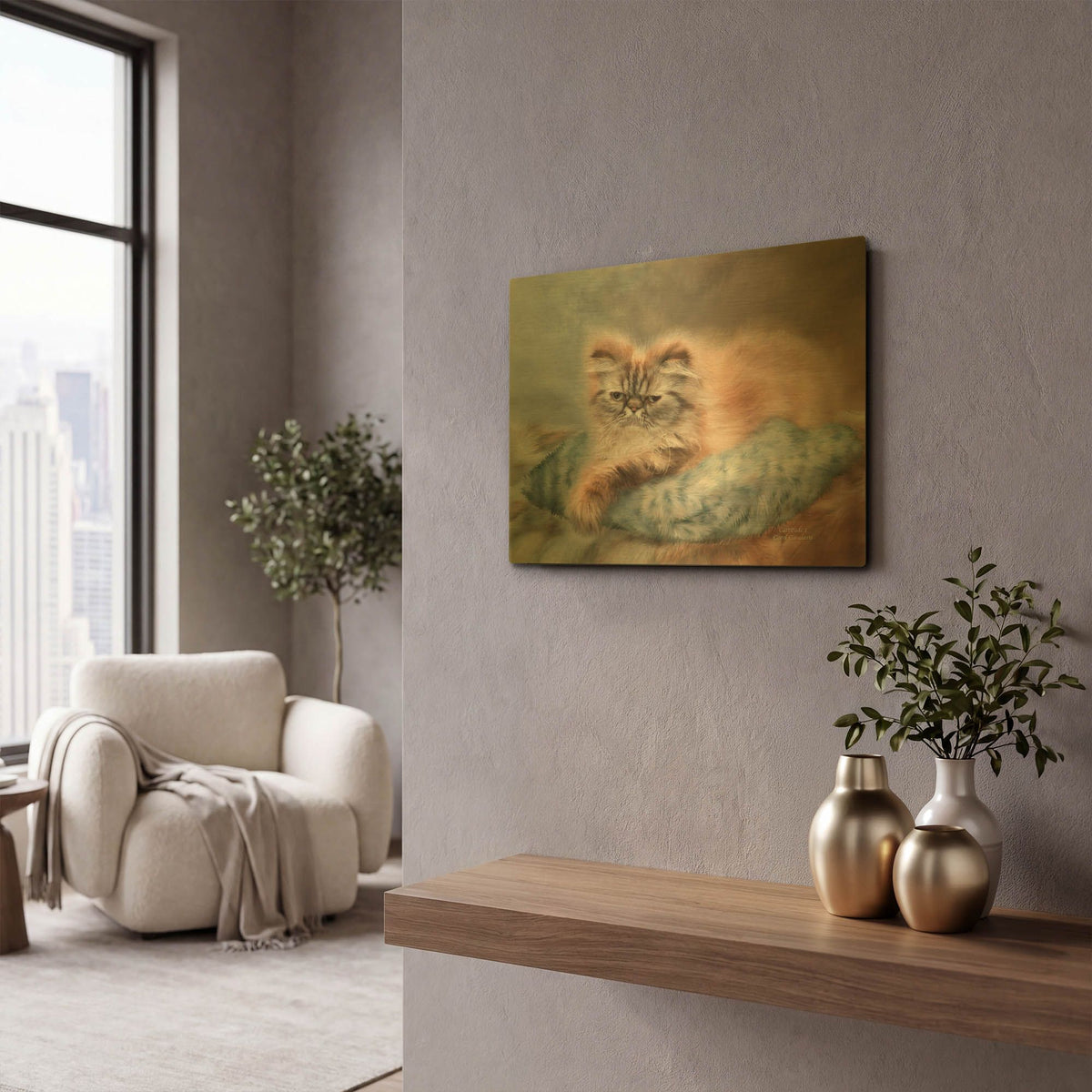 'Cattitude I' By Carol Cavalaris Gold Metal Wall Art