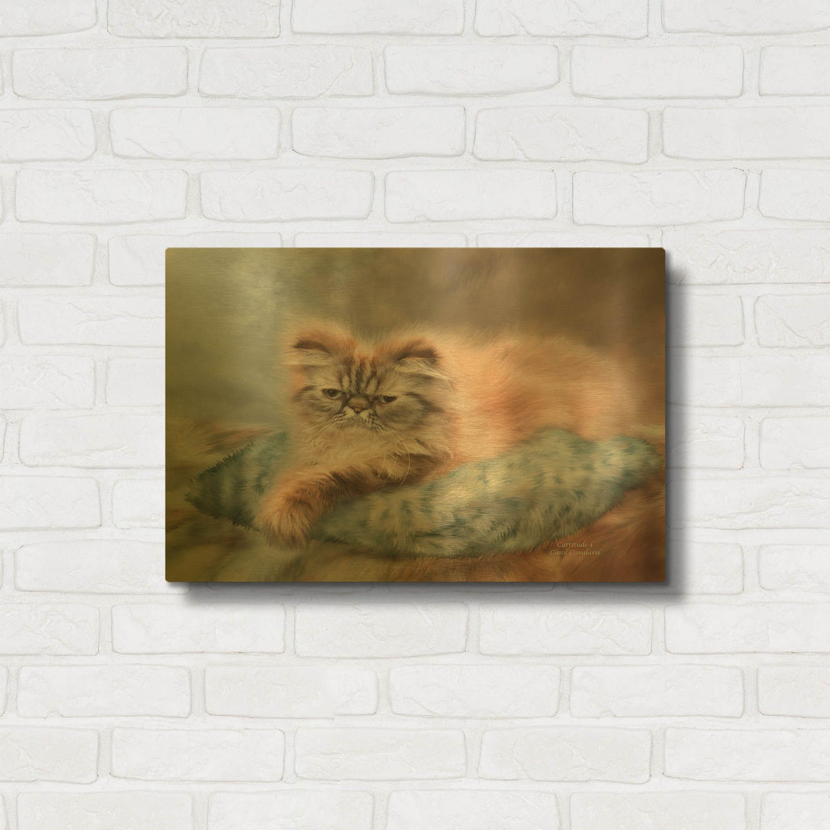 'Cattitude I' By Carol Cavalaris Gold Metal Wall Art