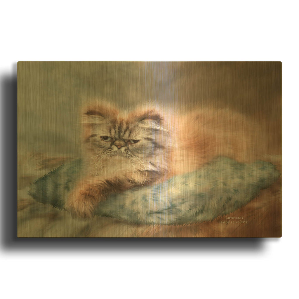 'Cattitude I' By Carol Cavalaris Gold Metal Wall Art