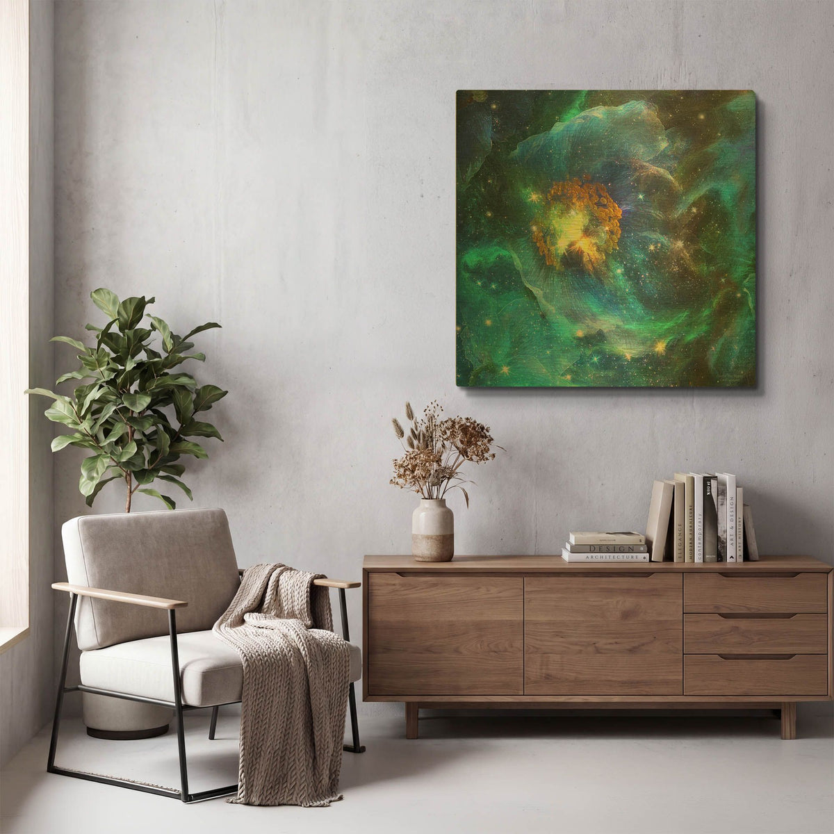 'Celestial Poppies - Blue' By Carol Cavalaris Gold Metal Wall Art