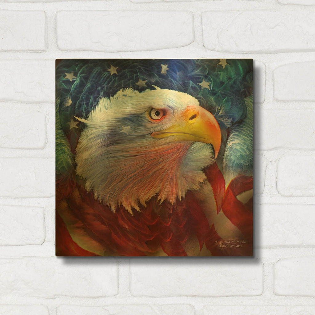 'Eagle Red White Blue' By Carol Cavalaris Gold Metal Wall Art