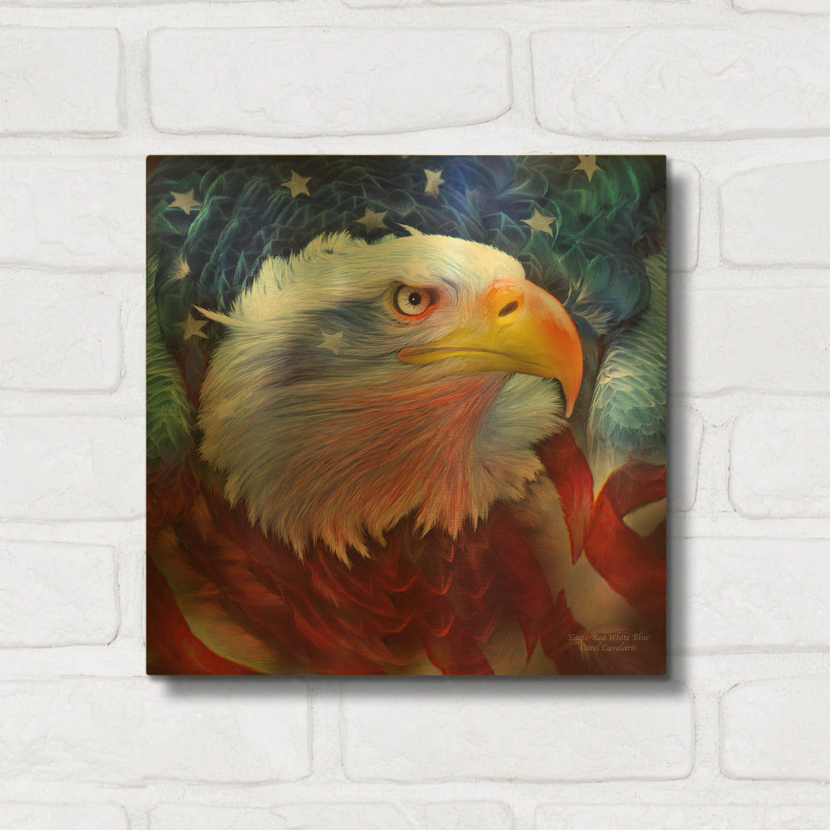 'Eagle Red White Blue' By Carol Cavalaris Gold Metal Wall Art