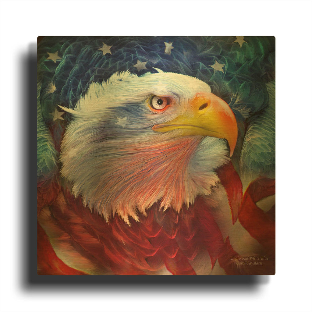 'Eagle Red White Blue' By Carol Cavalaris Gold Metal Wall Art