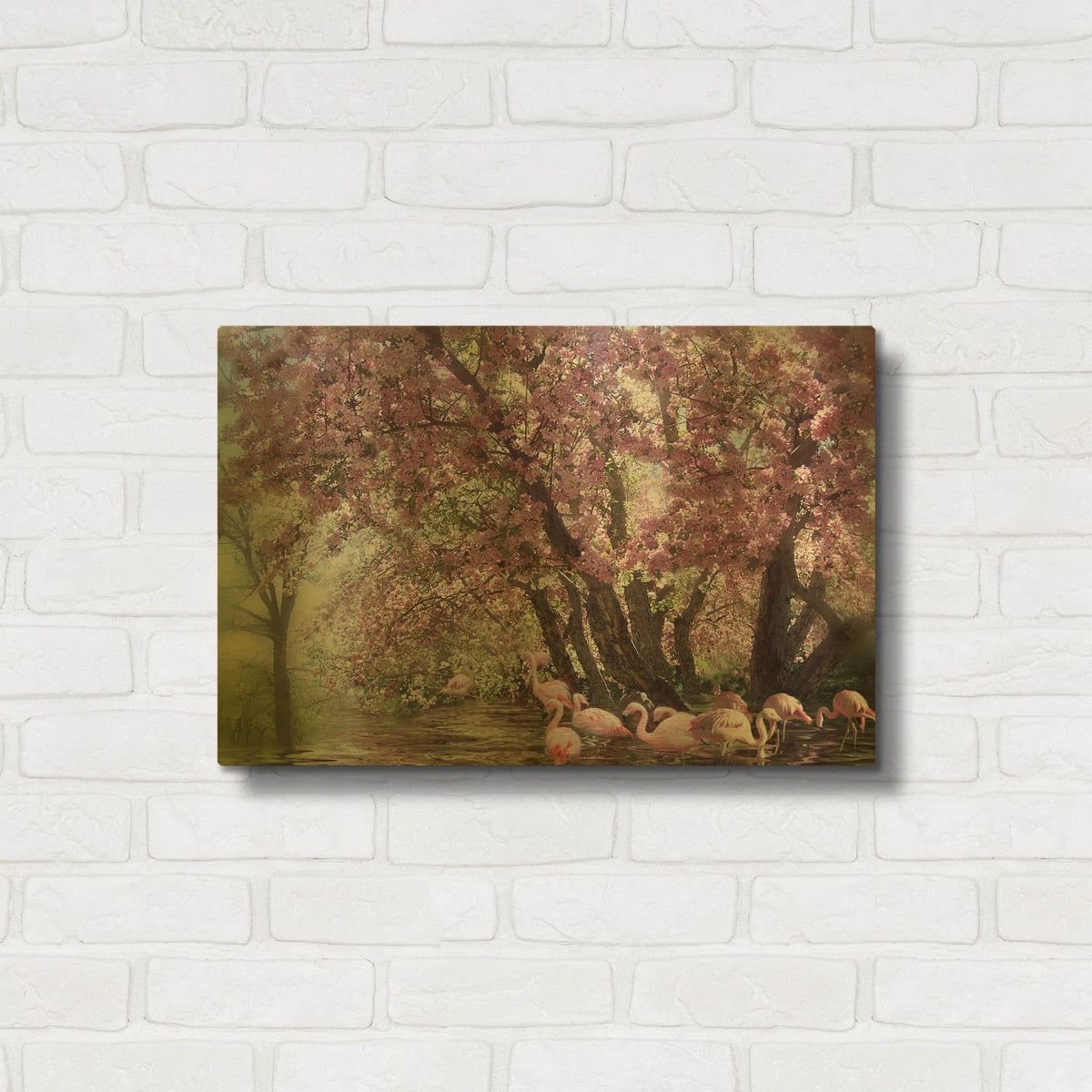'Flamingo Lagoon' By Carol Cavalaris Gold Metal Wall Art