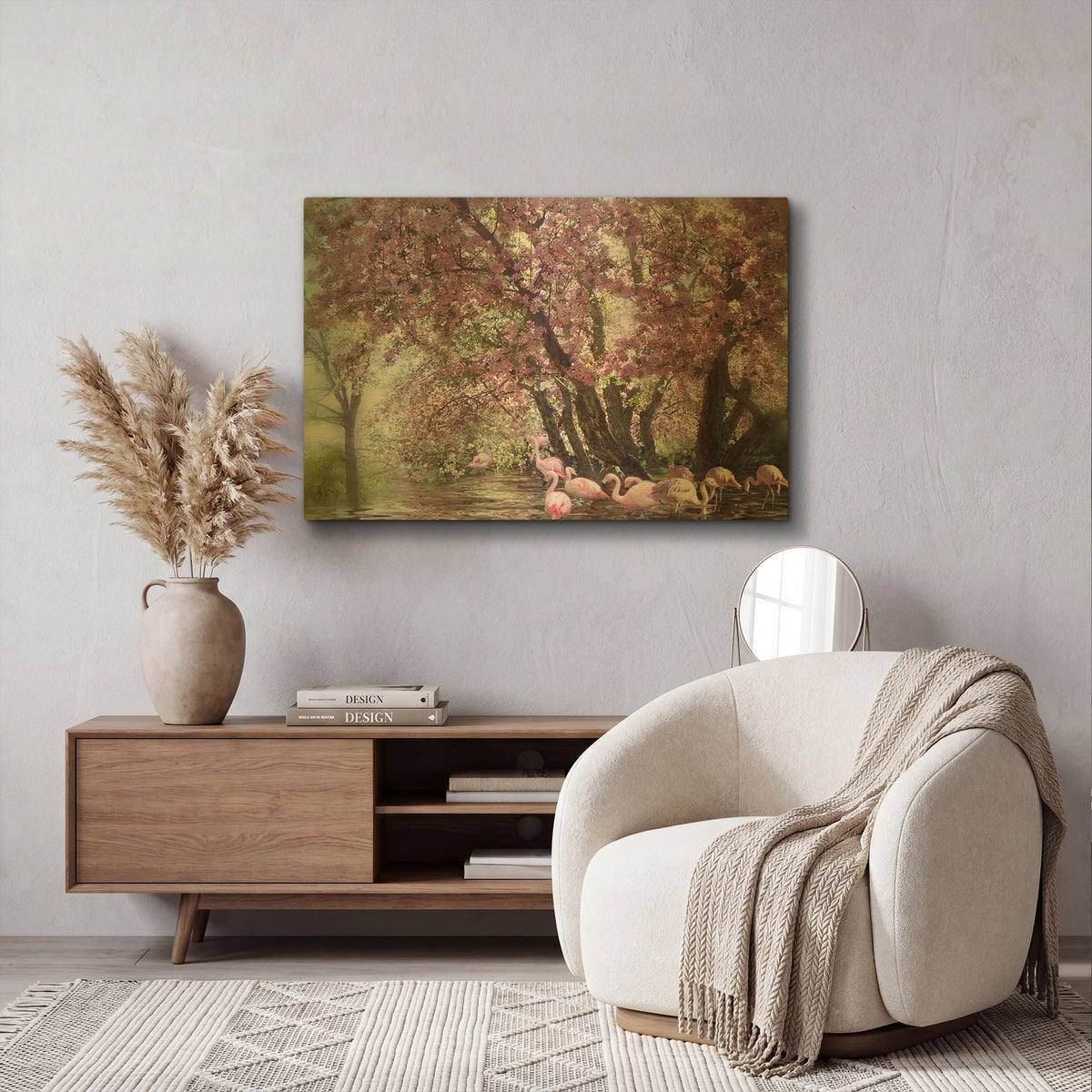 'Flamingo Lagoon' By Carol Cavalaris Gold Metal Wall Art