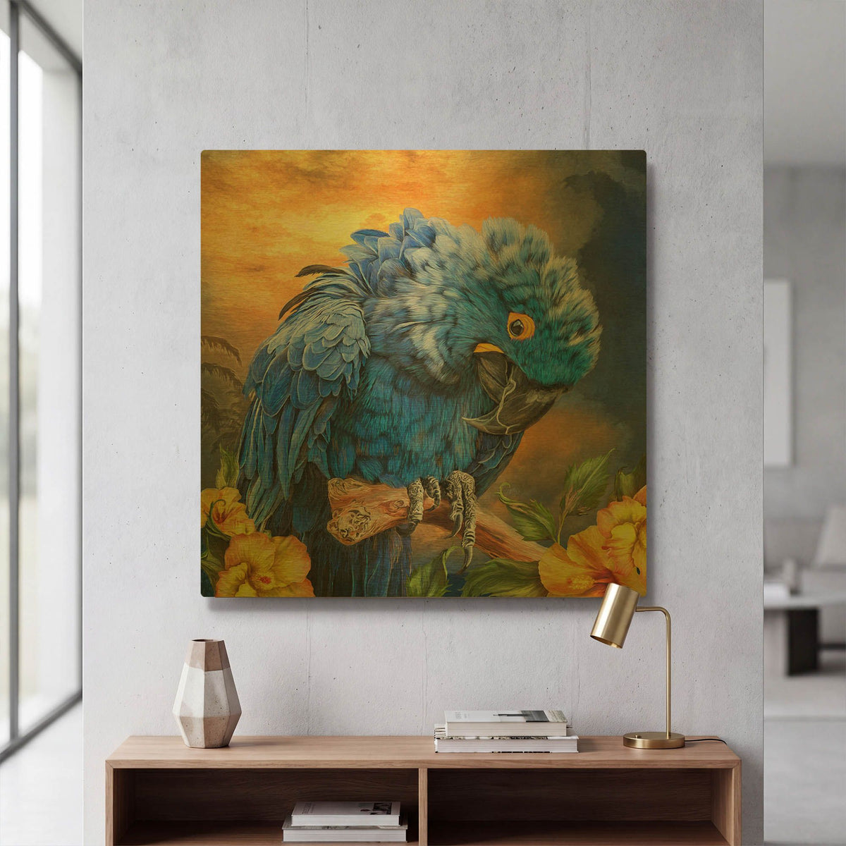 'Hyacinth In The Hibiscus' By Carol Cavalaris Gold Metal Wall Art