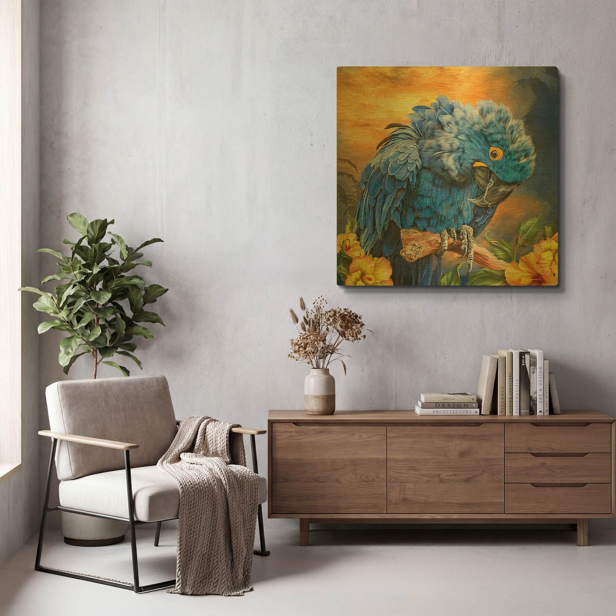 'Hyacinth In The Hibiscus' By Carol Cavalaris Gold Metal Wall Art