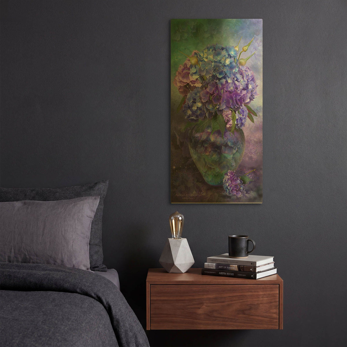 'Hydrangea Bouquet' By Carol Cavalaris Gold Metal Wall Art
