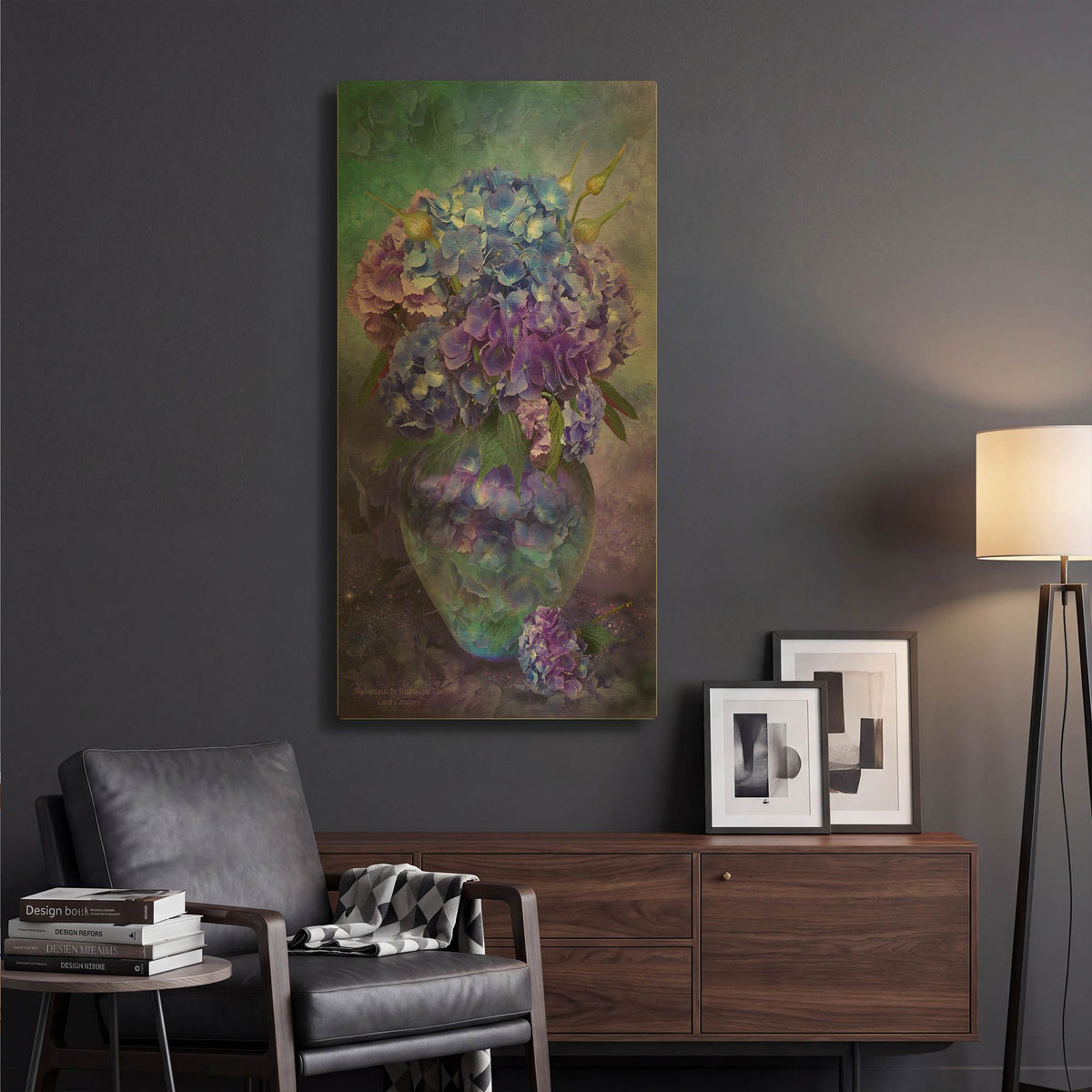 'Hydrangea Bouquet' By Carol Cavalaris Gold Metal Wall Art