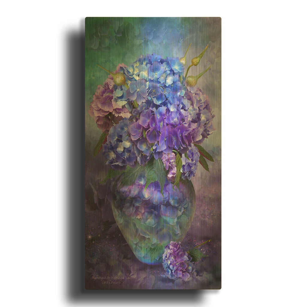 'Hydrangea Bouquet' By Carol Cavalaris Gold Metal Wall Art
