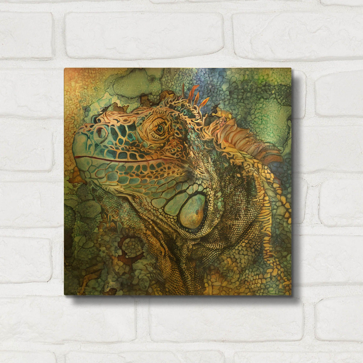 'Iguana - Spirit Of Contenment' By Carol Cavalaris Gold Metal Wall Art