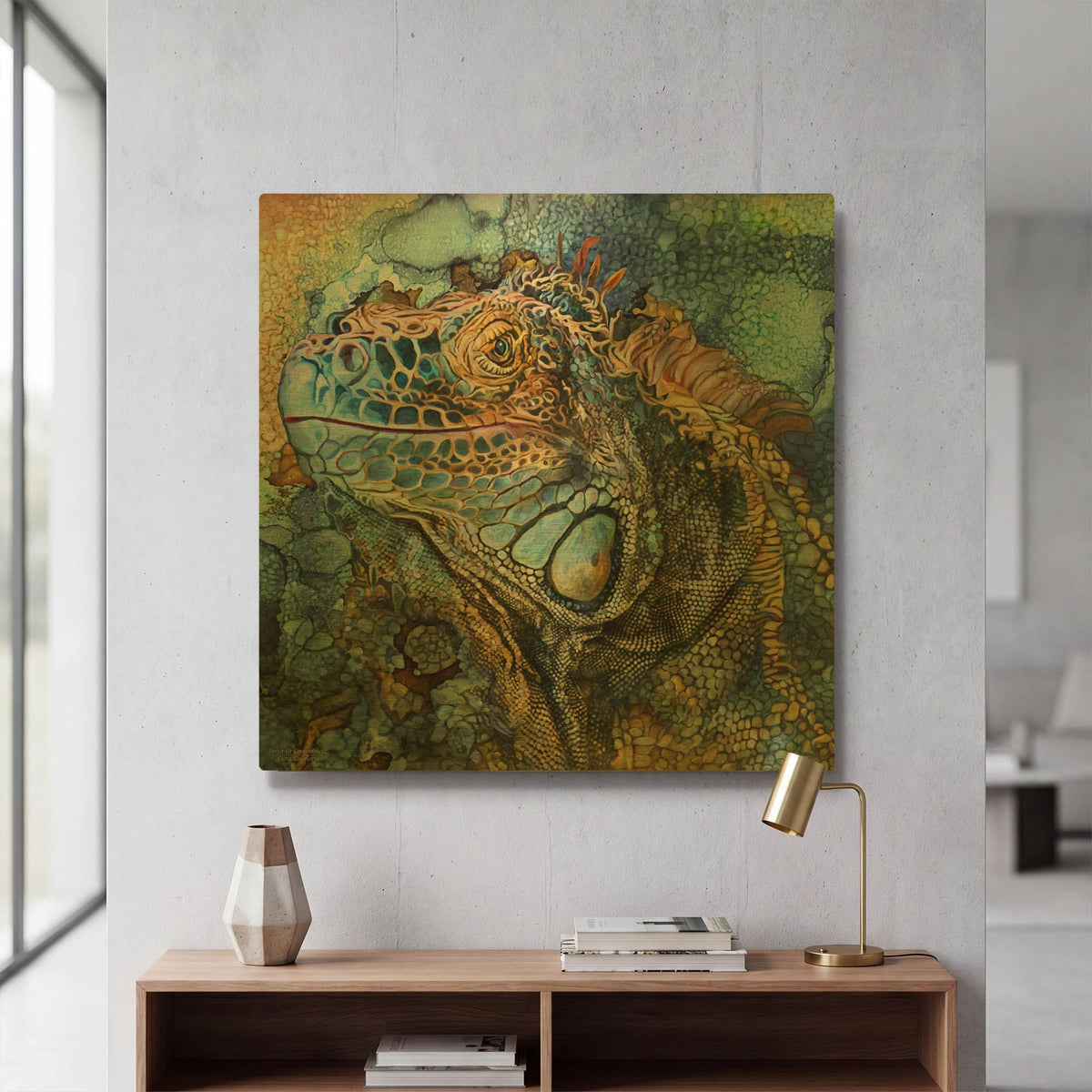 'Iguana - Spirit Of Contenment' By Carol Cavalaris Gold Metal Wall Art