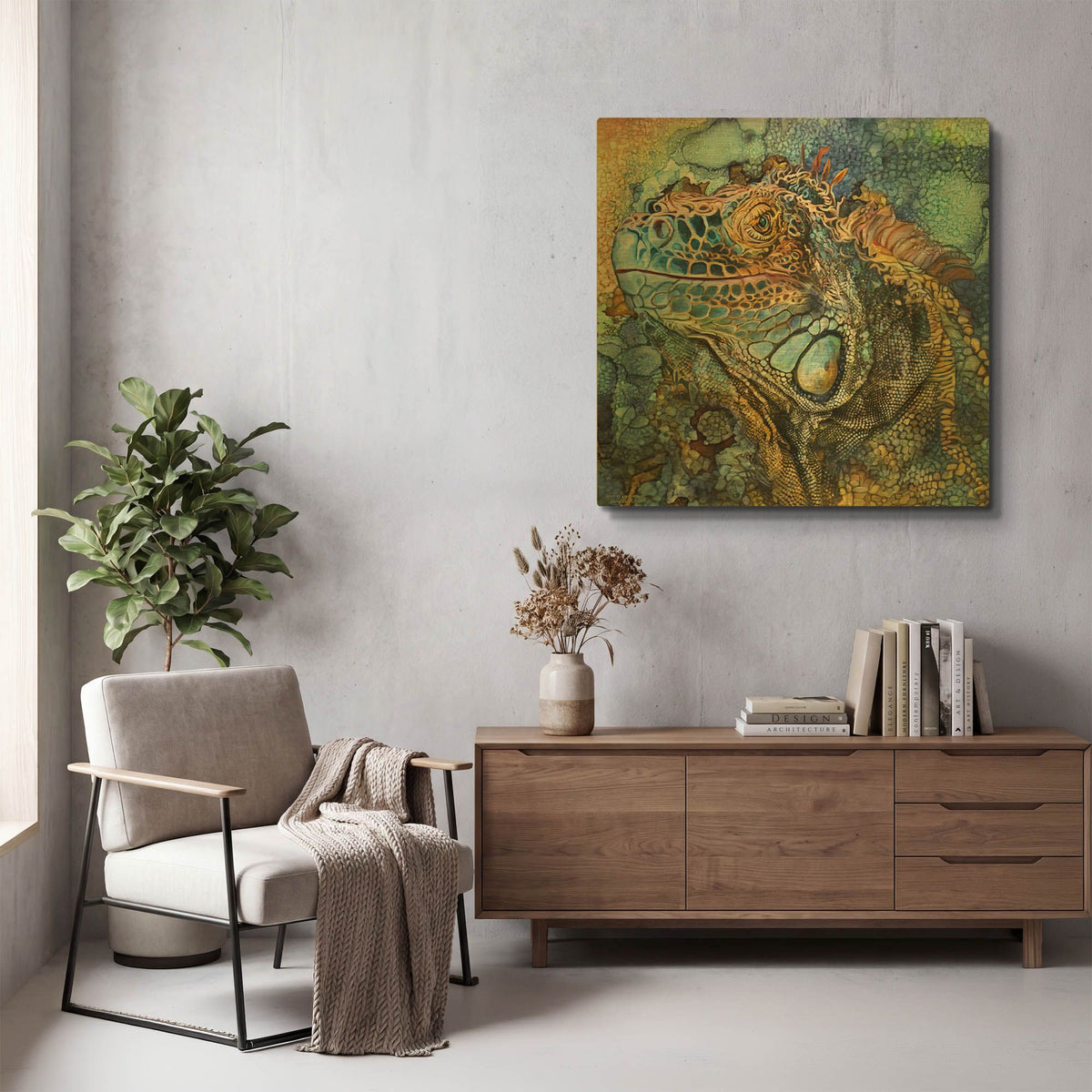 'Iguana - Spirit Of Contenment' By Carol Cavalaris Gold Metal Wall Art