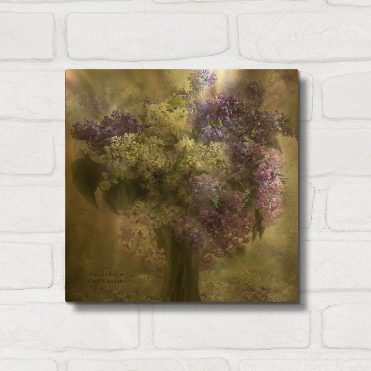 'Lilacs Of Love' By Carol Cavalaris Gold Metal Wall Art