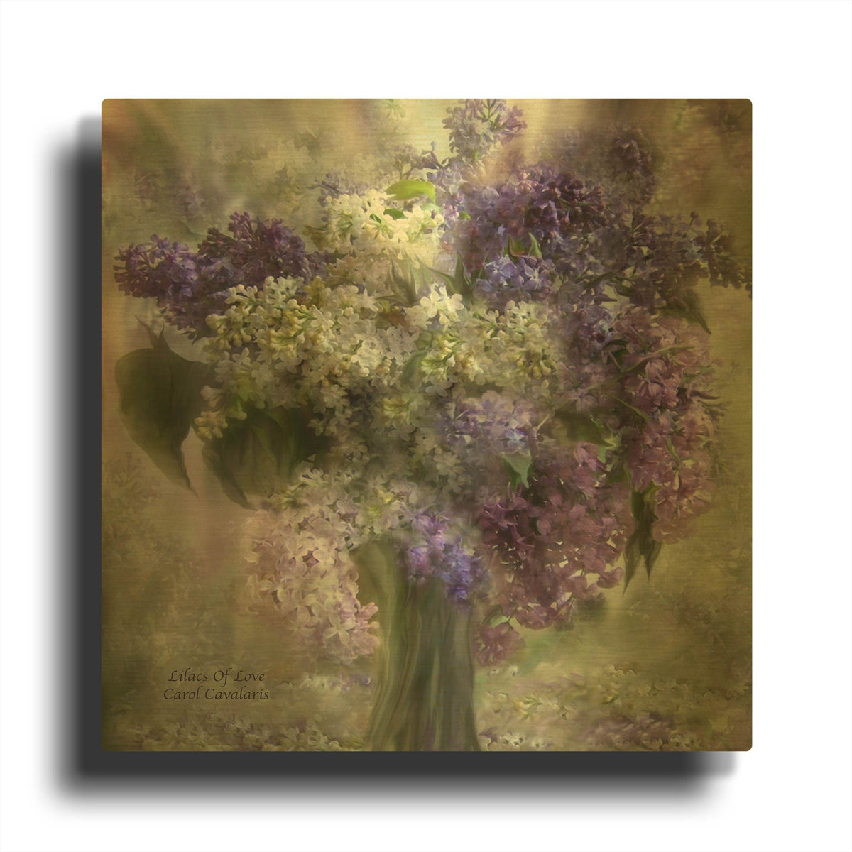 'Lilacs Of Love' By Carol Cavalaris Gold Metal Wall Art