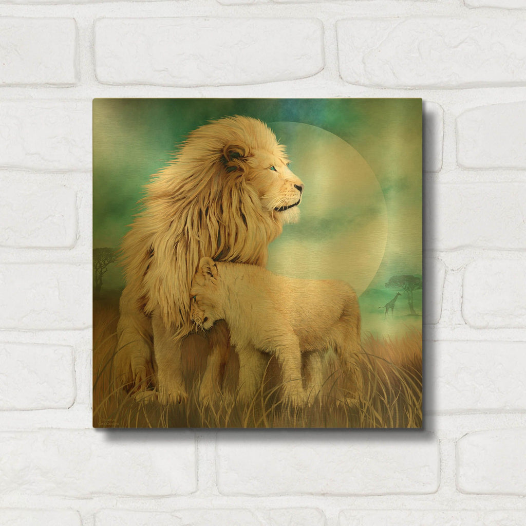 'Lion Family - Protection' By Carol Cavalaris Gold Metal Wall Art