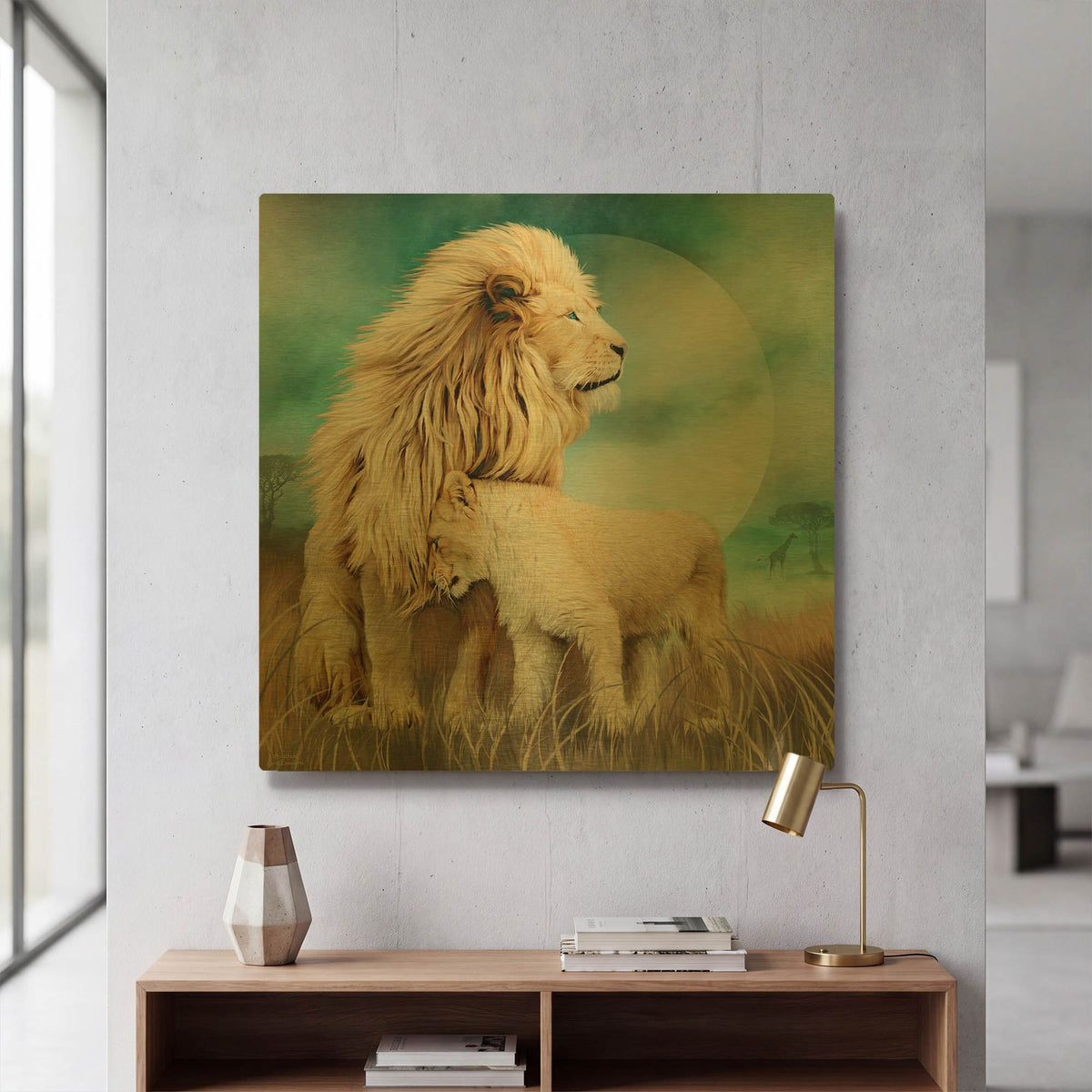 'Lion Family - Protection' By Carol Cavalaris Gold Metal Wall Art