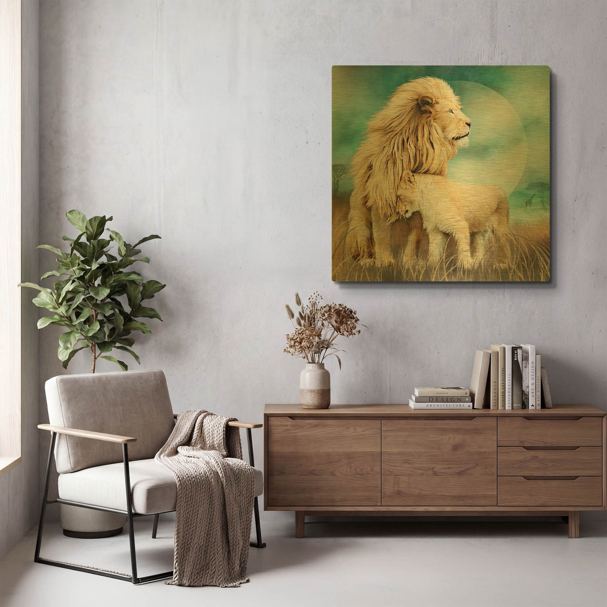 'Lion Family - Protection' By Carol Cavalaris Gold Metal Wall Art