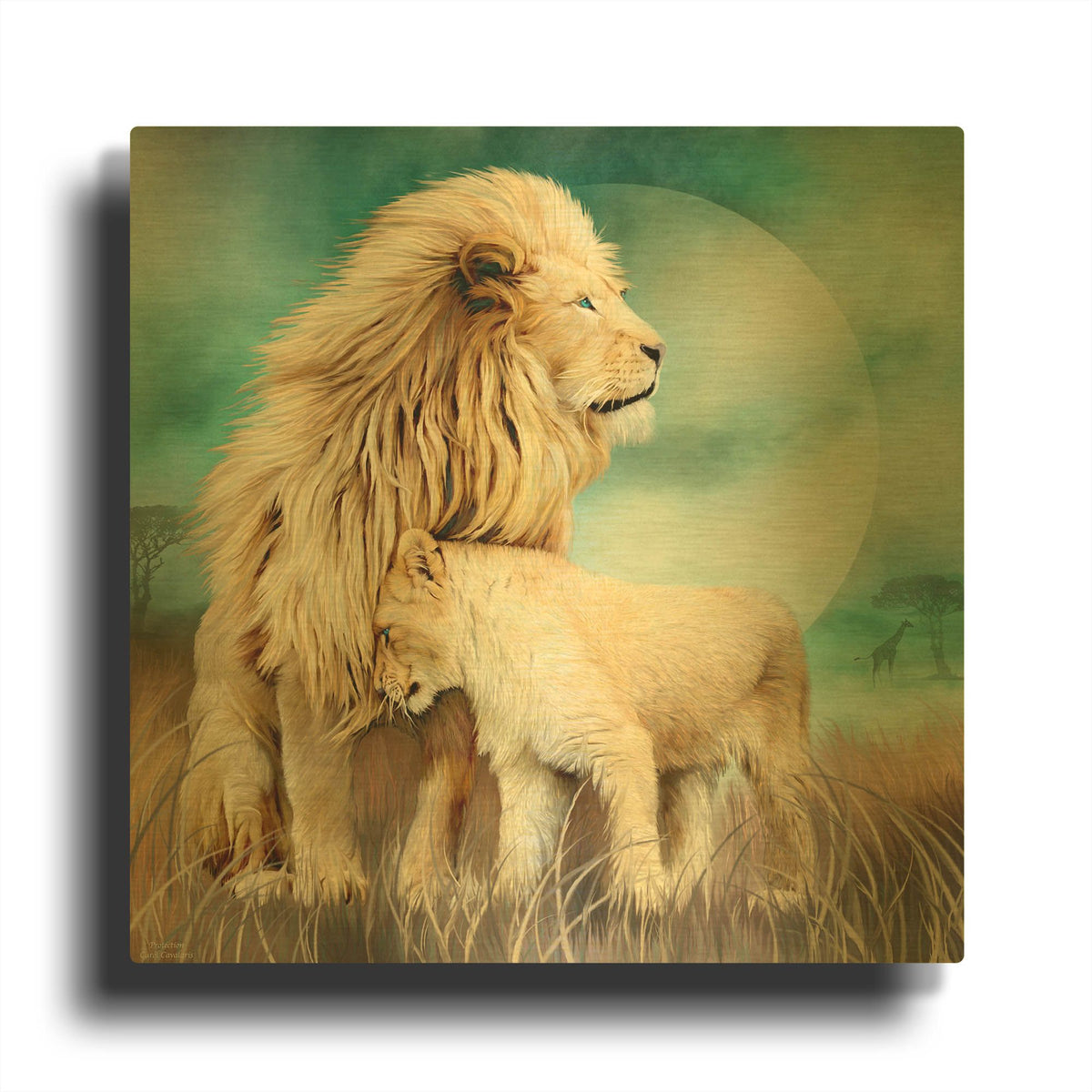 'Lion Family - Protection' By Carol Cavalaris Gold Metal Wall Art