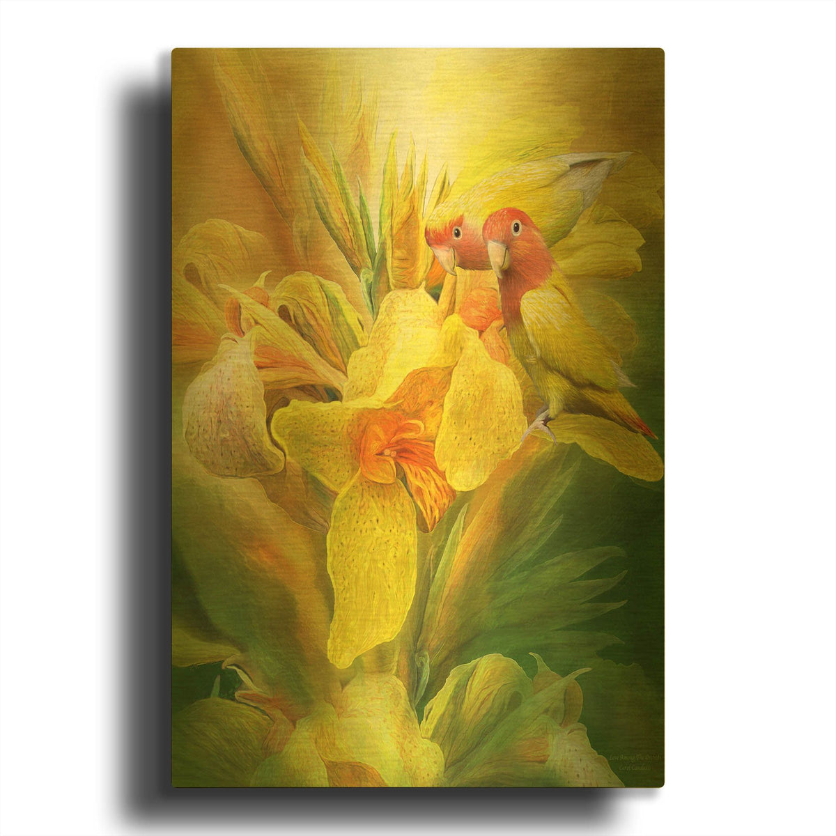 'Love Among Orchid' By Carol Cavalaris Gold Metal Wall Art