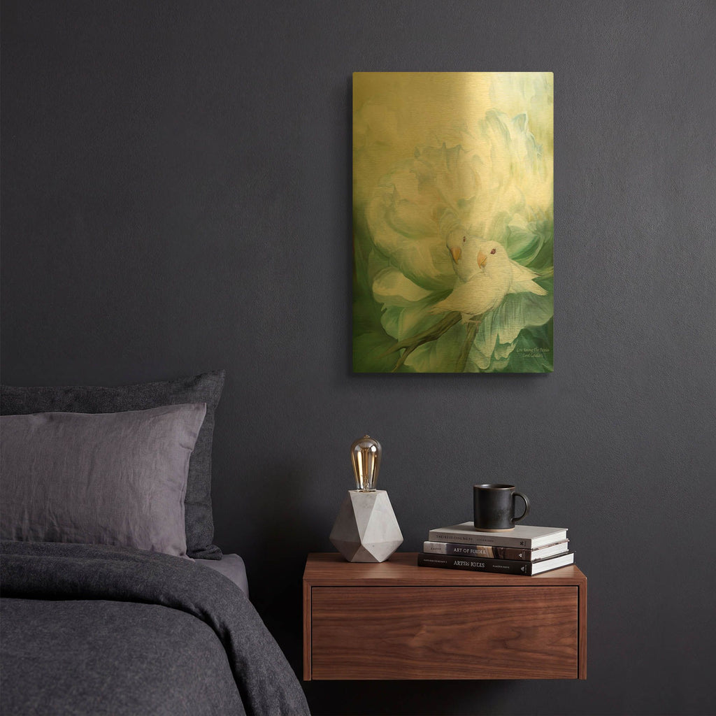 'Love Among Peony' By Carol Cavalaris Gold Metal Wall Art