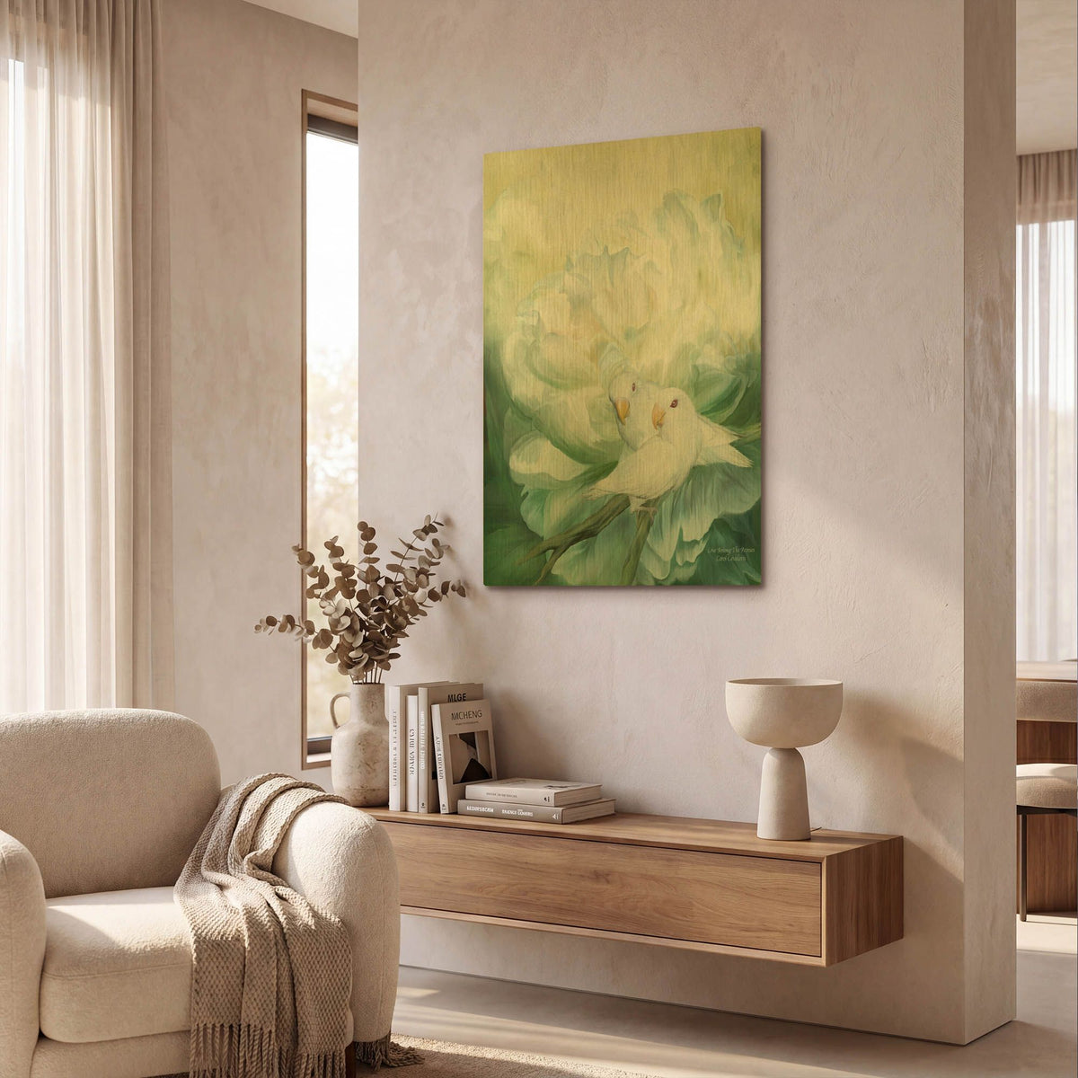 'Love Among Peony' By Carol Cavalaris Gold Metal Wall Art