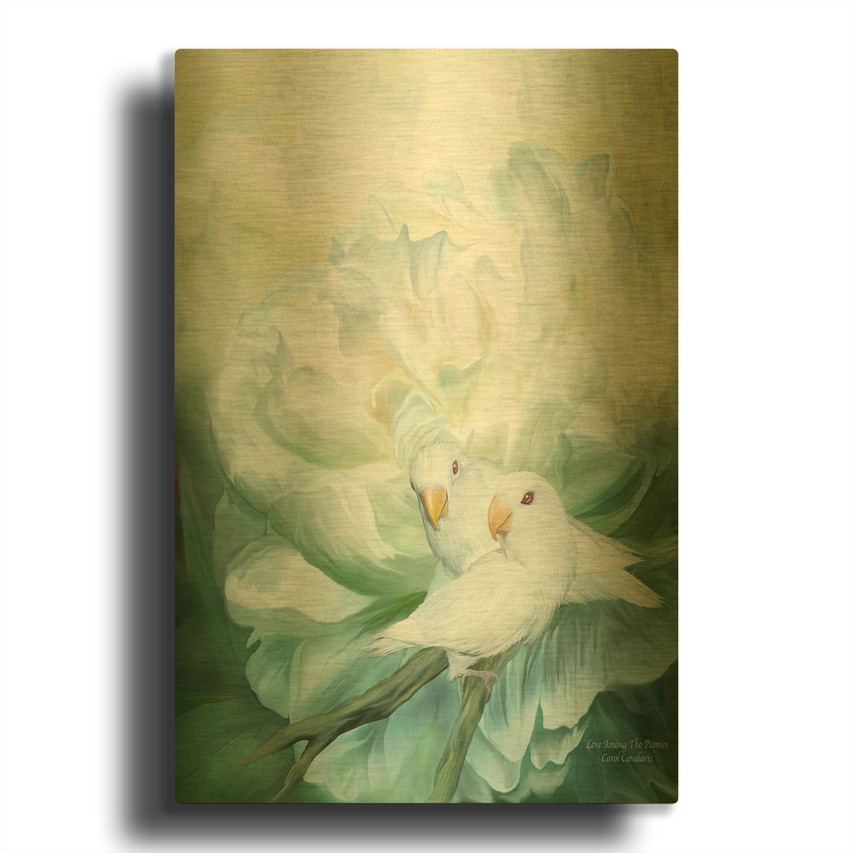 'Love Among Peony' By Carol Cavalaris Gold Metal Wall Art