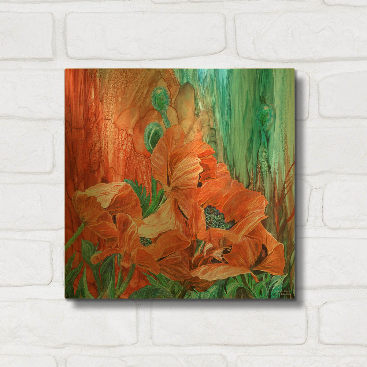 'Love In Bloom Poppies' By Carol Cavalaris Gold Metal Wall Art