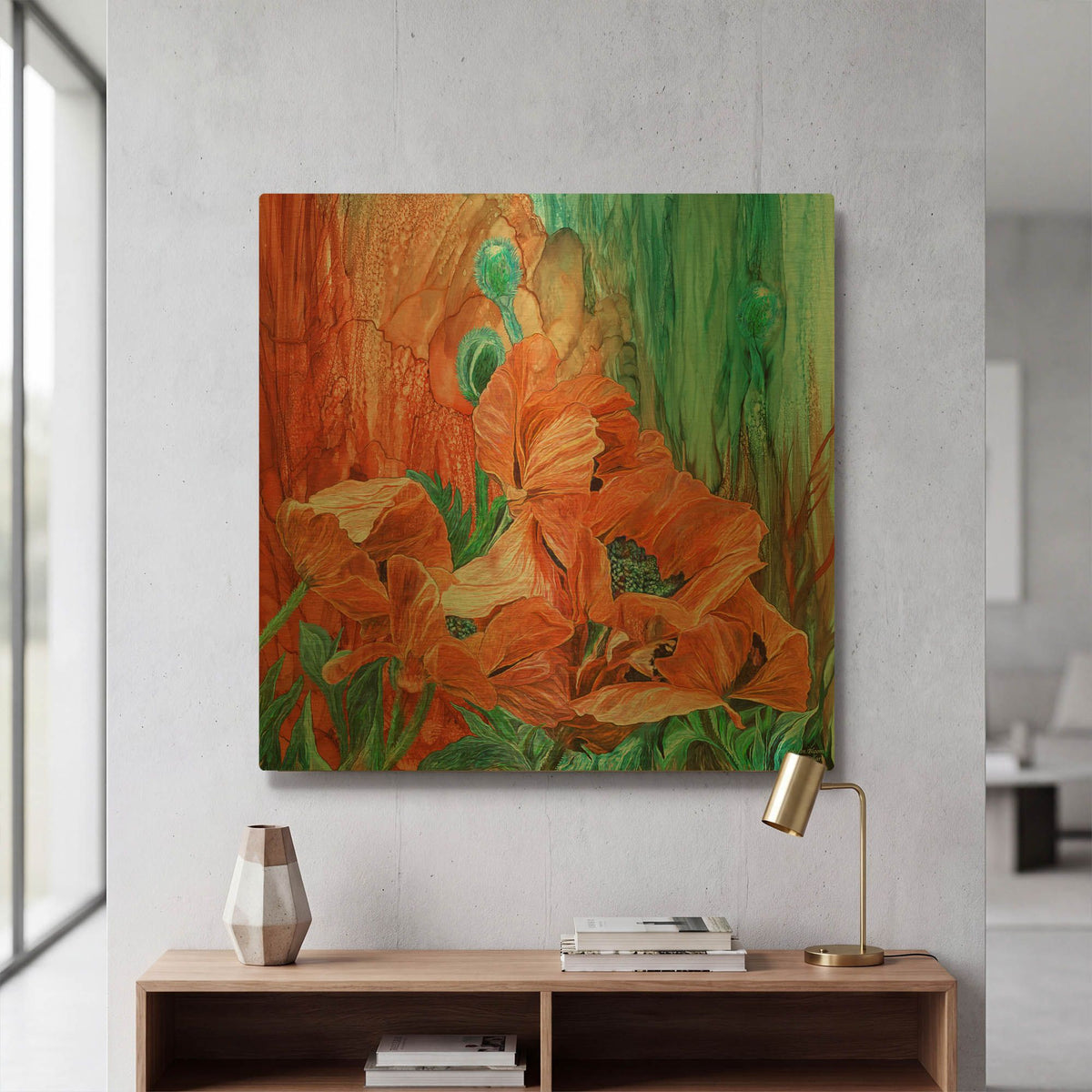 'Love In Bloom Poppies' By Carol Cavalaris Gold Metal Wall Art