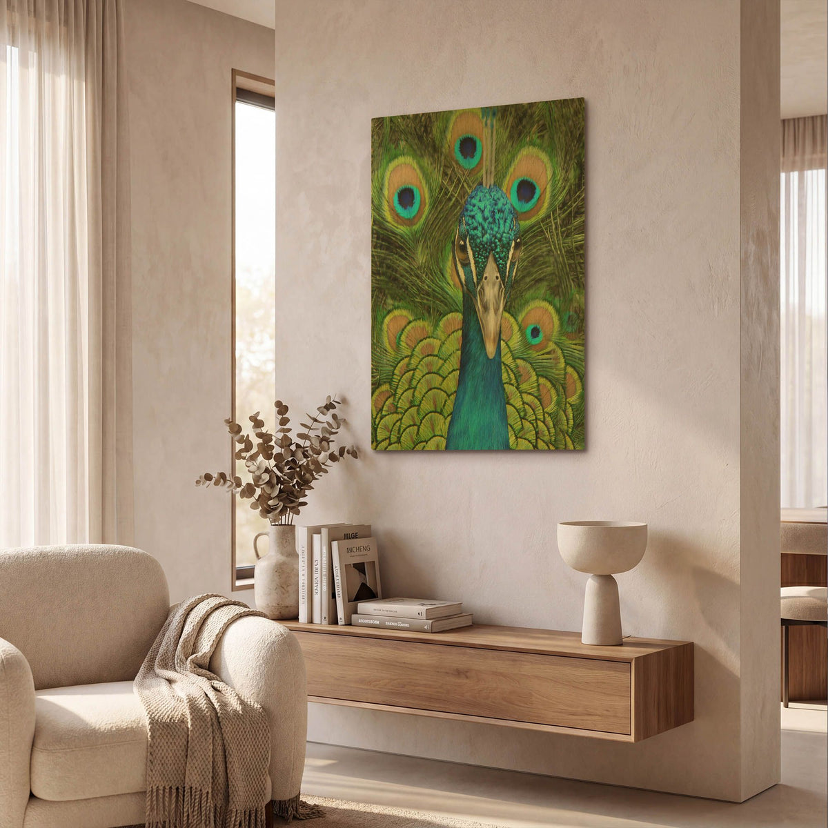 'Peacock Face Bf' By Carol Cavalaris Gold Metal Wall Art