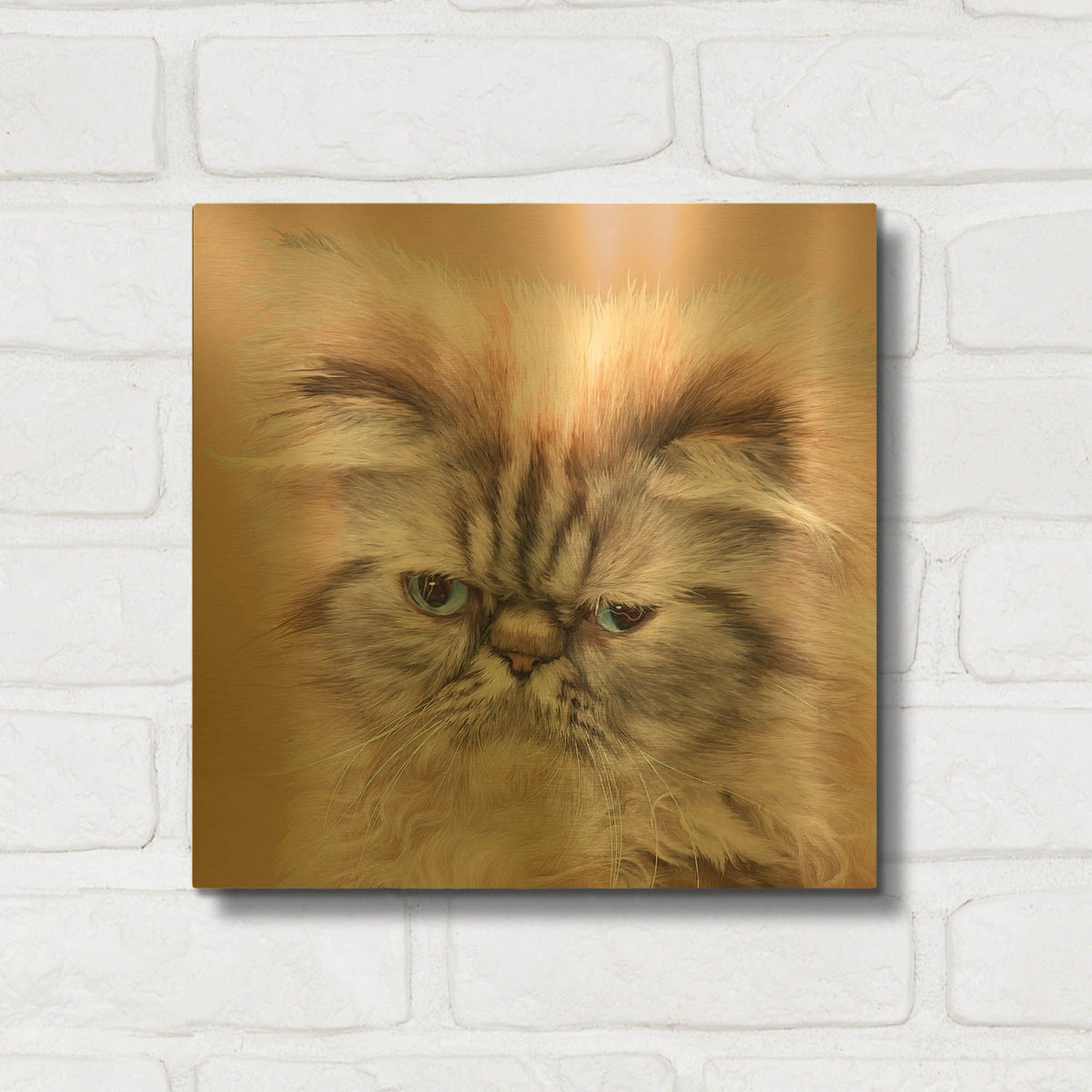 'Persian Cat Face Bf' By Carol Cavalaris Gold Metal Wall Art