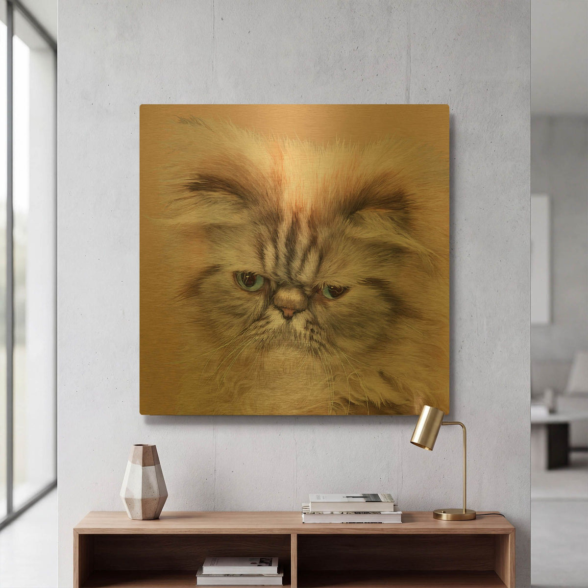 'Persian Cat Face Bf' By Carol Cavalaris Gold Metal Wall Art