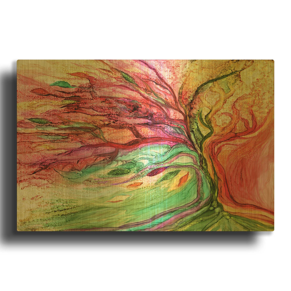 'Rainbow Tree' By Carol Cavalaris Gold Metal Wall Art