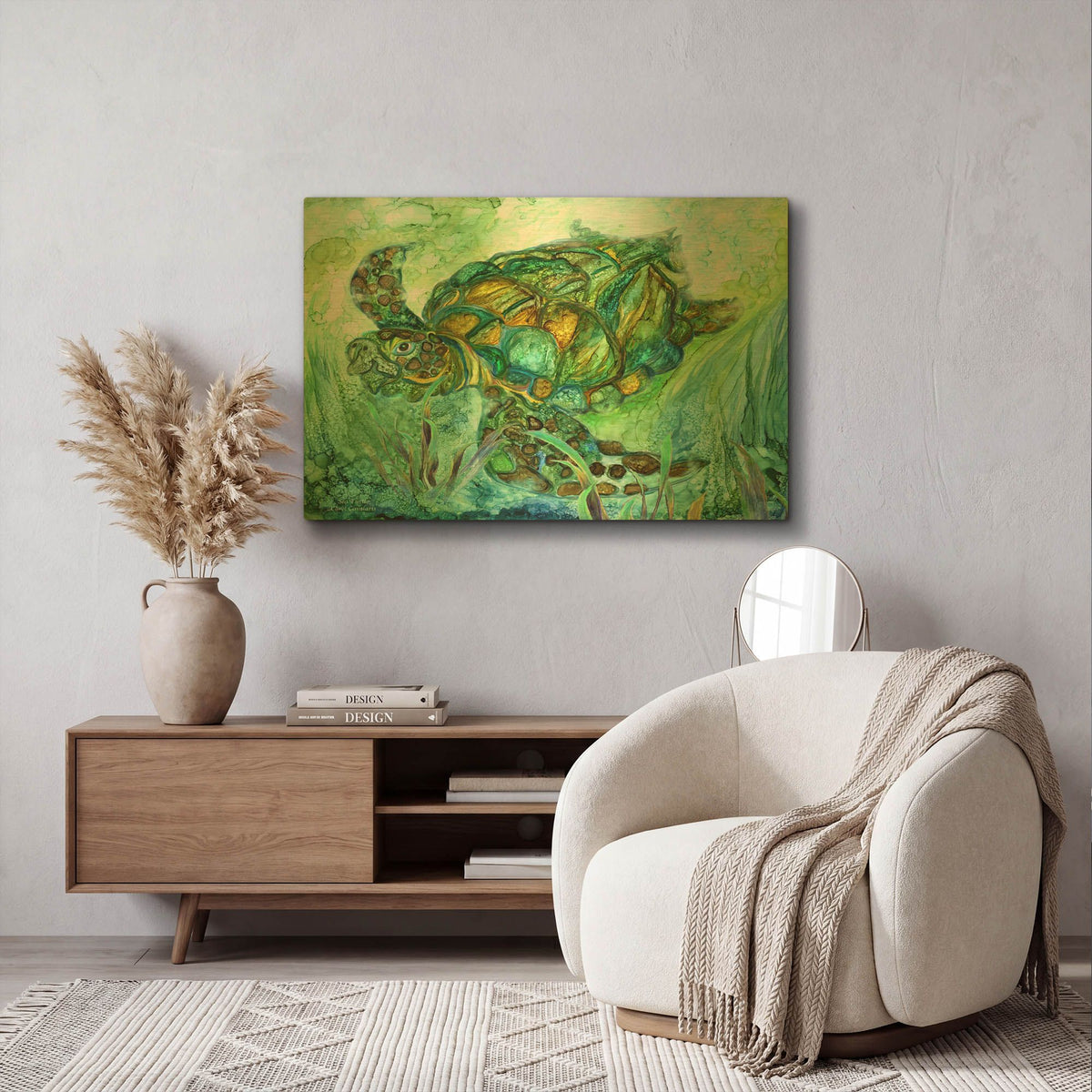 'Sea Turtle - Spirit Of Peace' By Carol Cavalaris Gold Metal Wall Art