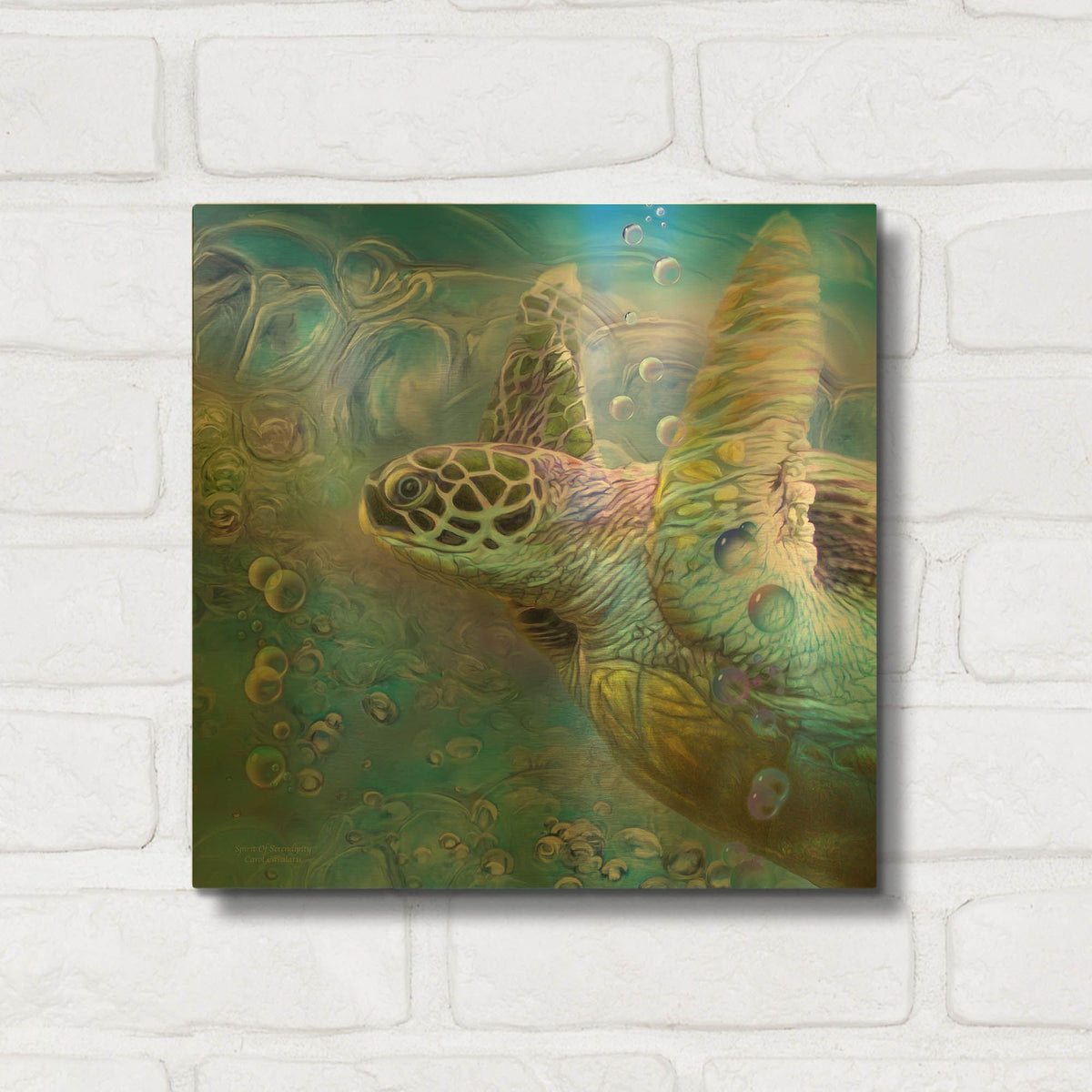 'Sea Turtle - Spirit Of Serendipity' By Carol Cavalaris Gold Metal Wall Art