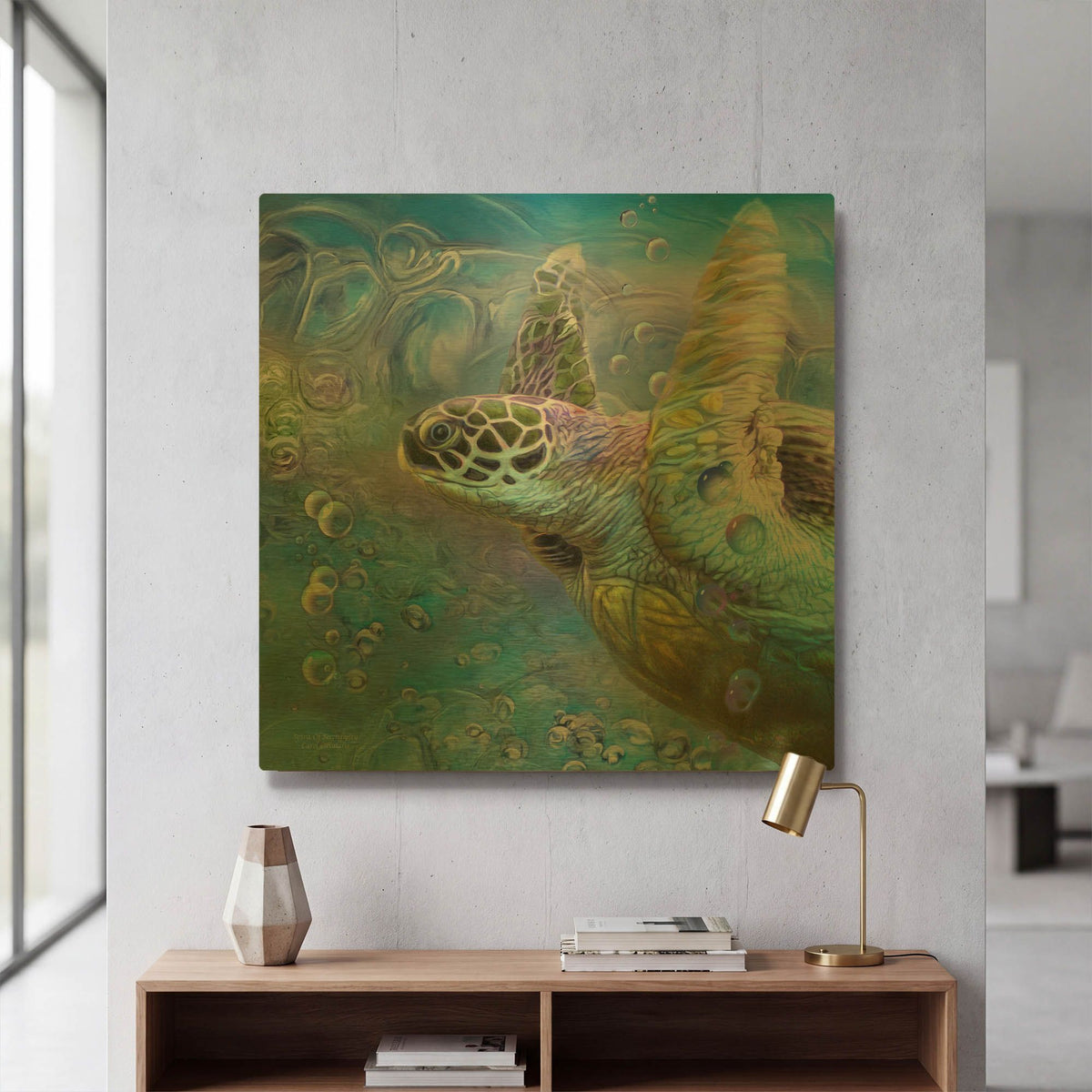 'Sea Turtle - Spirit Of Serendipity' By Carol Cavalaris Gold Metal Wall Art