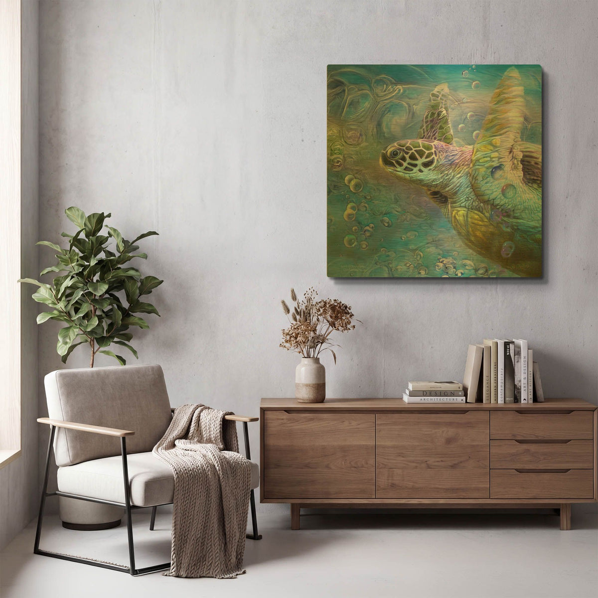 'Sea Turtle - Spirit Of Serendipity' By Carol Cavalaris Gold Metal Wall Art