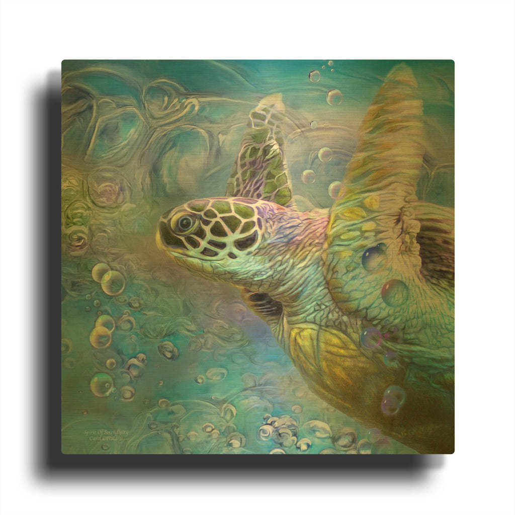 'Sea Turtle - Spirit Of Serendipity' By Carol Cavalaris Gold Metal Wall Art