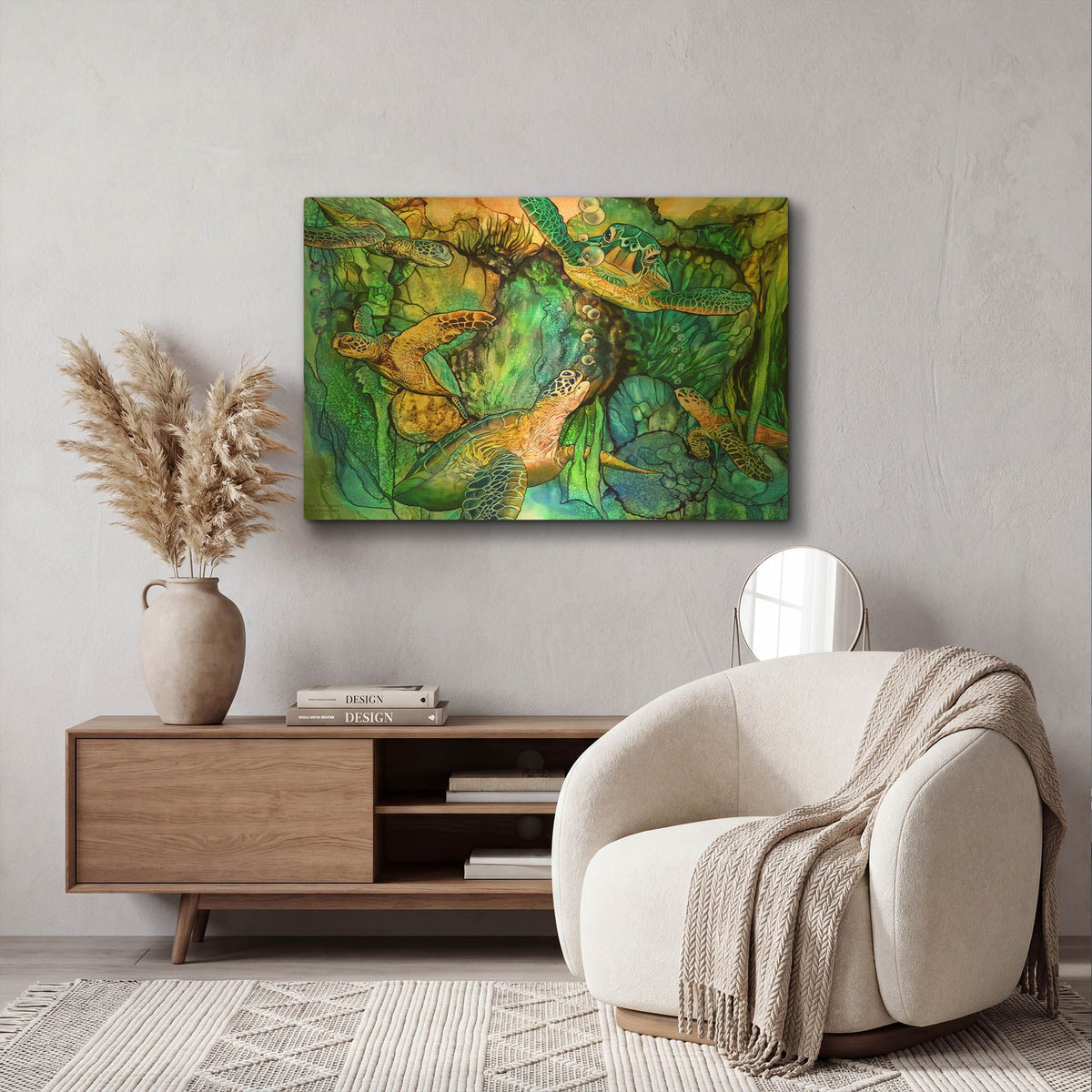 'Sea Turtle Garden' By Carol Cavalaris Gold Metal Wall Art