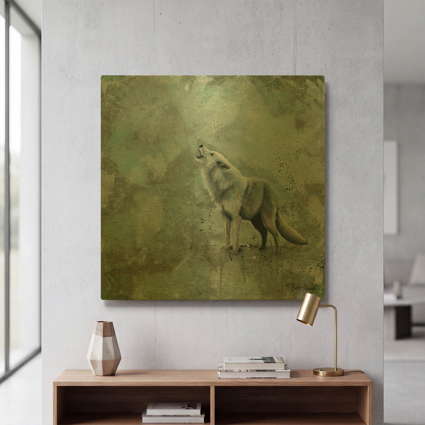 'Simplicity Wolf' By Britt Hallowell Gold Metal Wall Art