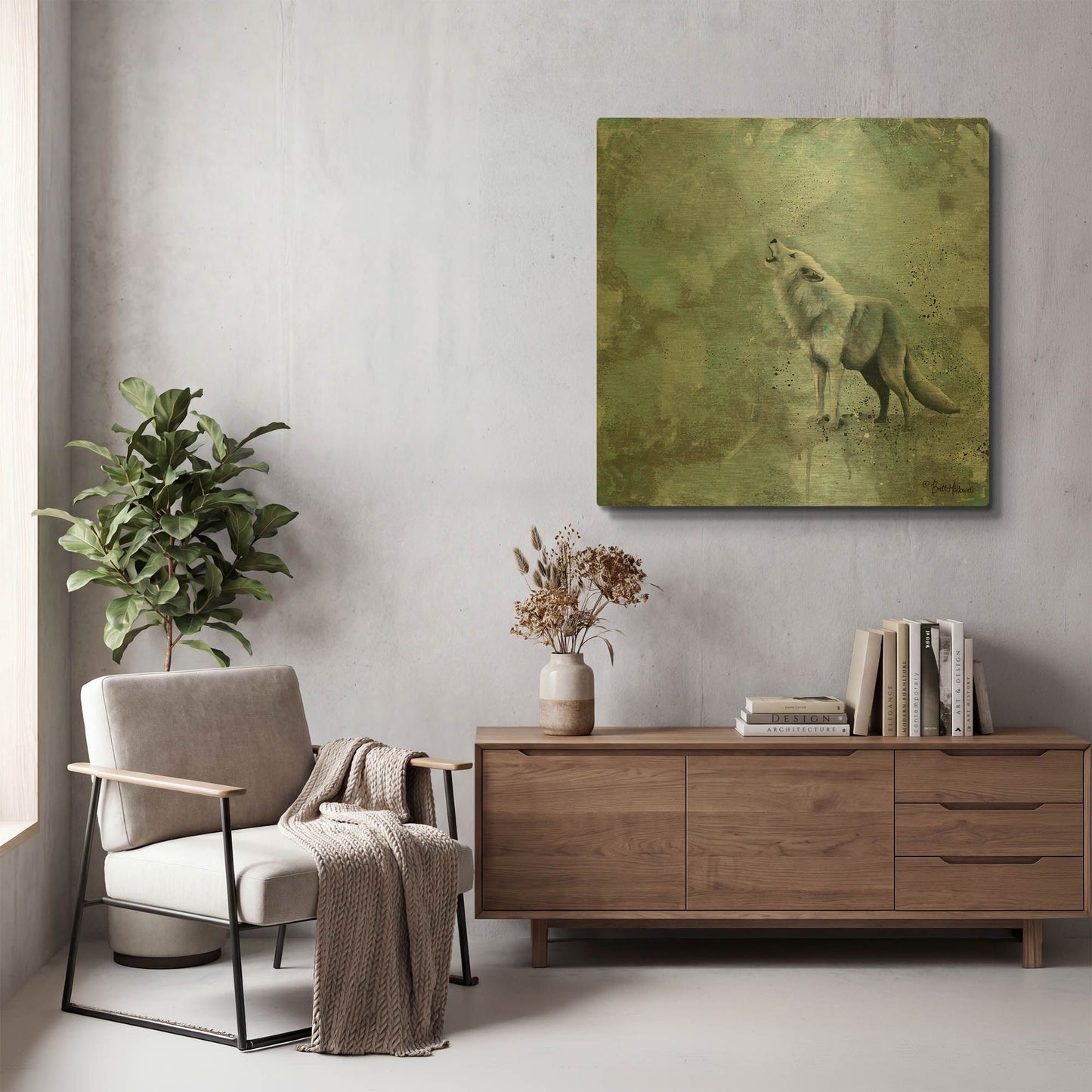 'Simplicity Wolf' By Britt Hallowell Gold Metal Wall Art