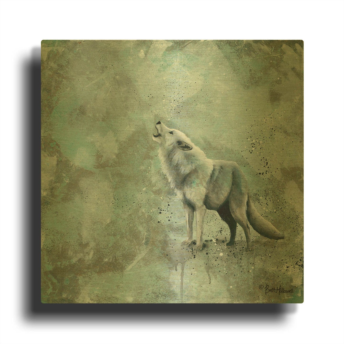 'Simplicity Wolf' By Britt Hallowell Gold Metal Wall Art