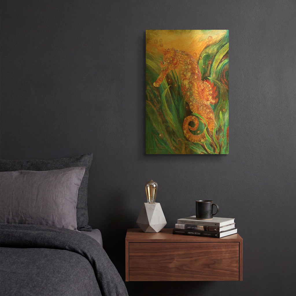 'Seahorse - Spirit Of Contentment' By Carol Cavalaris Gold Metal Wall Art