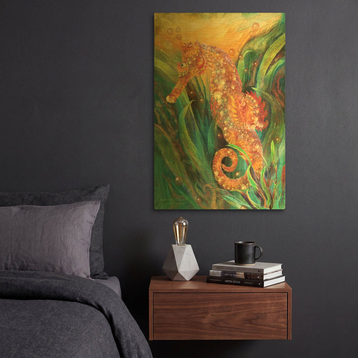 'Seahorse - Spirit Of Contentment' By Carol Cavalaris Gold Metal Wall Art