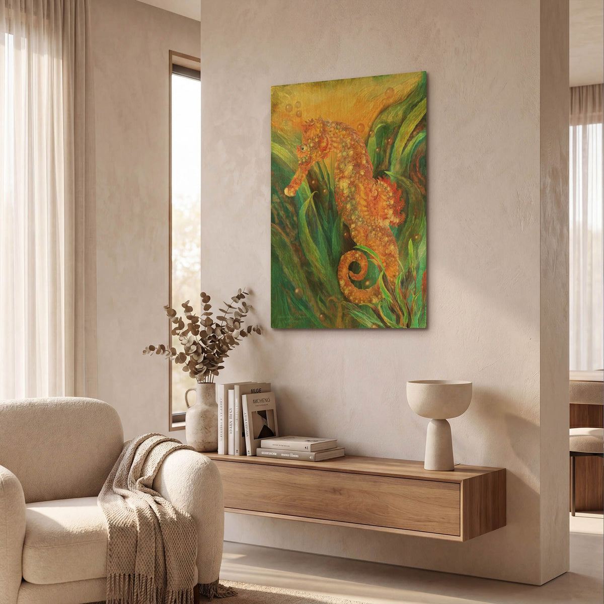 'Seahorse - Spirit Of Contentment' By Carol Cavalaris Gold Metal Wall Art