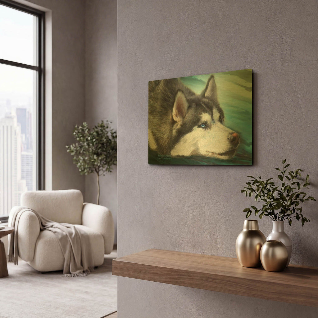 'Siberian Husky' By Carol Cavalaris Gold Metal Wall Art