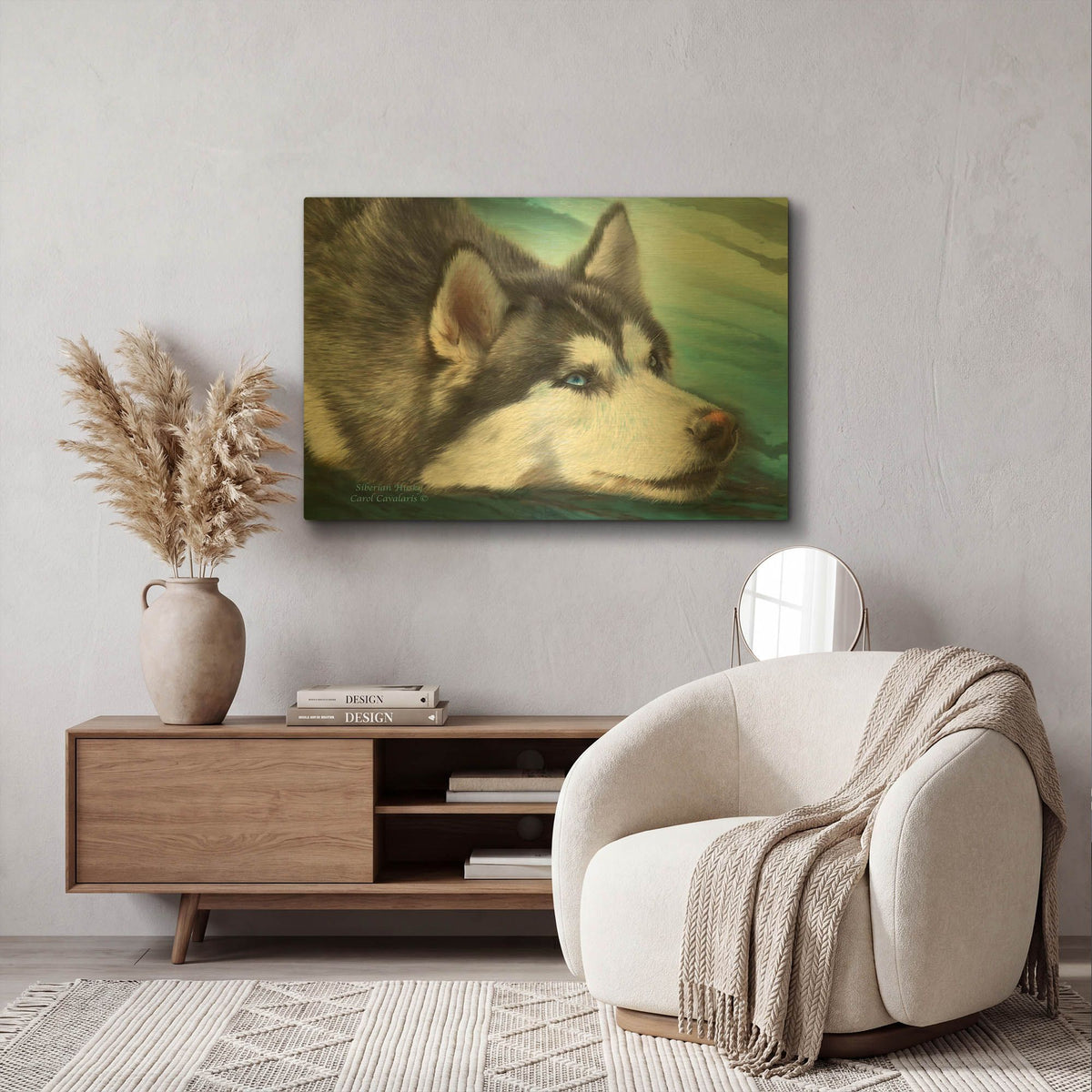 'Siberian Husky' By Carol Cavalaris Gold Metal Wall Art